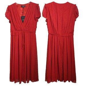 A.B.S. Collection Empire Waist Red Chiffon Midi Dress NWT $188 M Nordstrom
